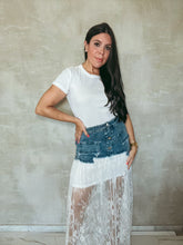 Load image into Gallery viewer, That Girl Denim Lace Skirt
