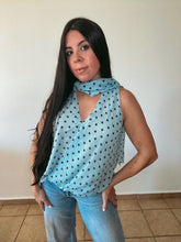 Load image into Gallery viewer, Blue Belle Polka Top
