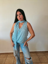 Load image into Gallery viewer, Blue Belle Polka Top
