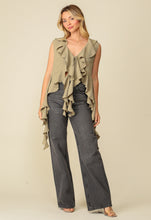 Load image into Gallery viewer, Kaz Ruffle Top OLIVE
