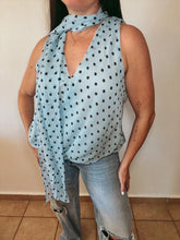 Load image into Gallery viewer, Blue Belle Polka Top
