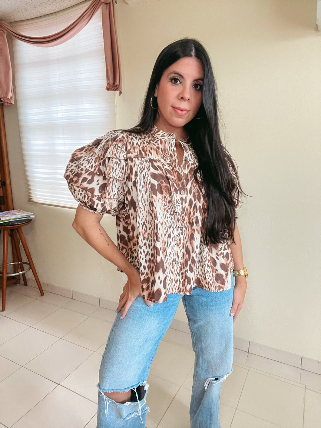 Cleo Leopard Top