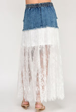Load image into Gallery viewer, That Girl Denim Lace Skirt
