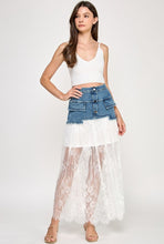 Load image into Gallery viewer, That Girl Denim Lace Skirt
